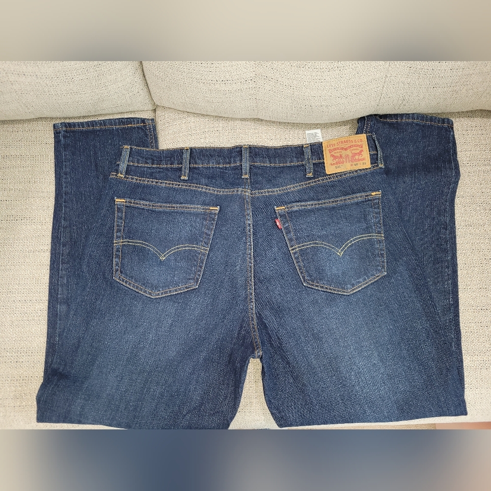 Mens 531 Levi's Slim Straight Dark Blue Jeans W40 L32 - Picture 2 of 11